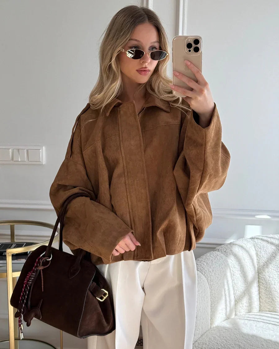 Kaori | Veste pilote en daim texturé