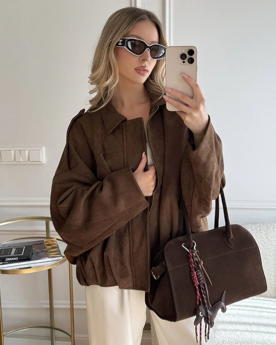 Kaori | Veste pilote en daim texturé