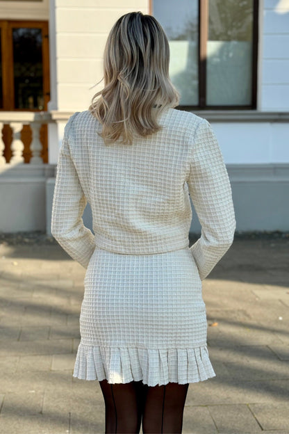 Maryne | Ensemble coordonné en tweed avec détails noirs