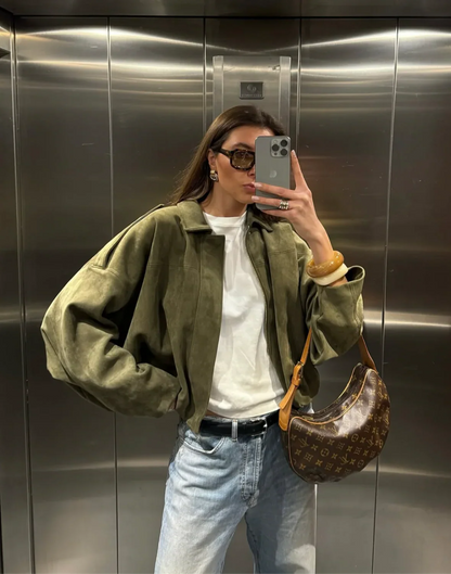 Kaori | Veste pilote en daim texturé