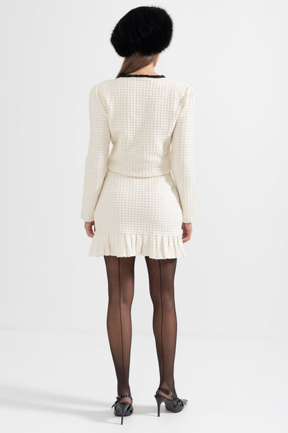 Maryne | Ensemble coordonné en tweed avec détails noirs