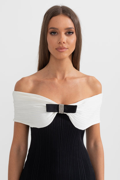 Syera | Robe midi sophistiquée à nœud sirène