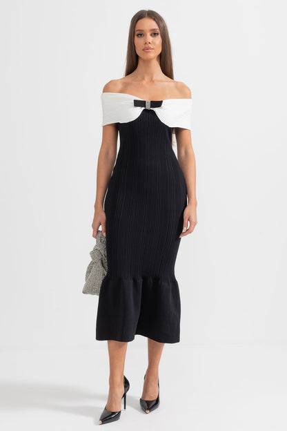 Syera | Robe midi sophistiquée à nœud sirène