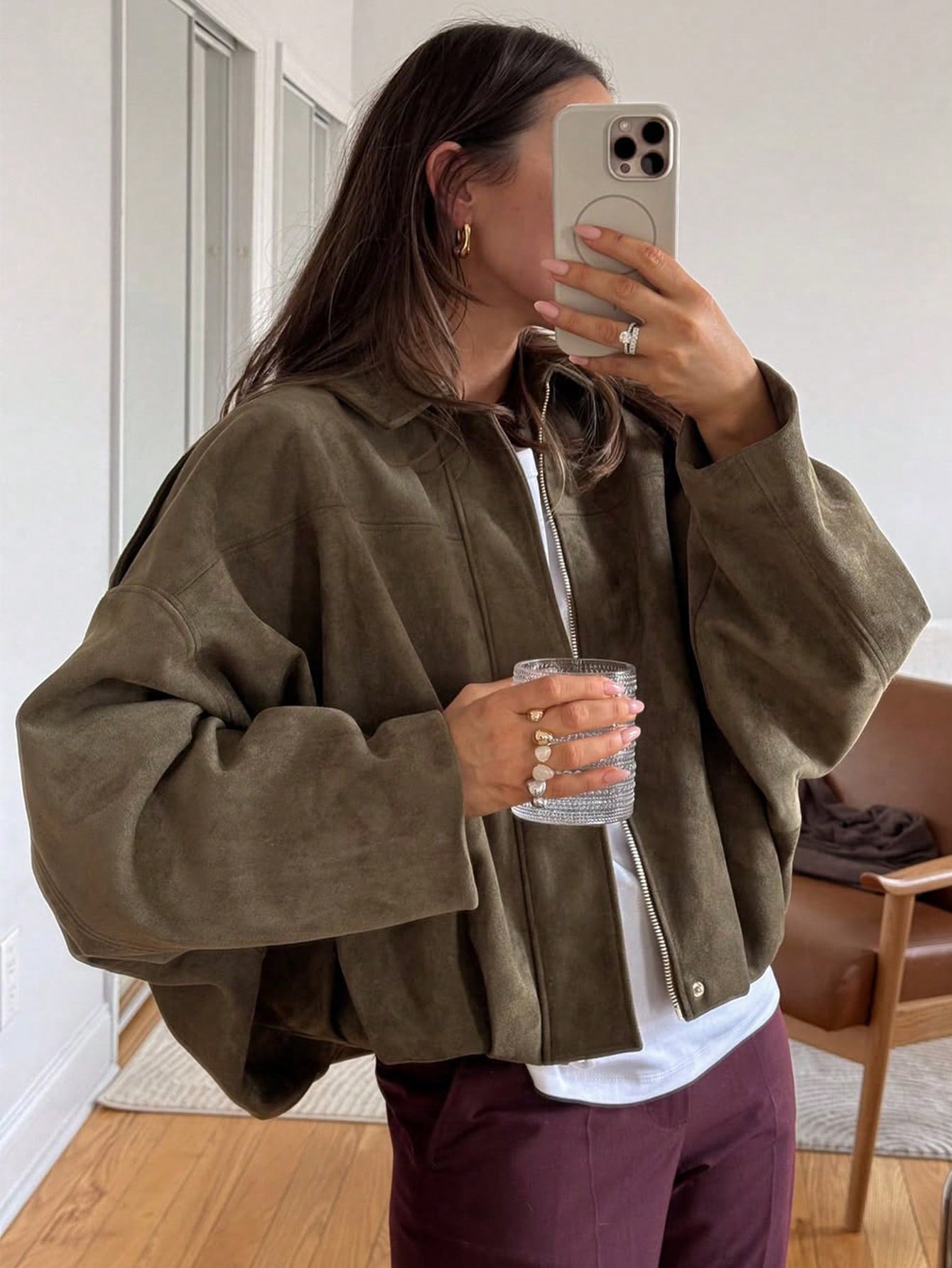 Kaori | Veste pilote en daim texturé