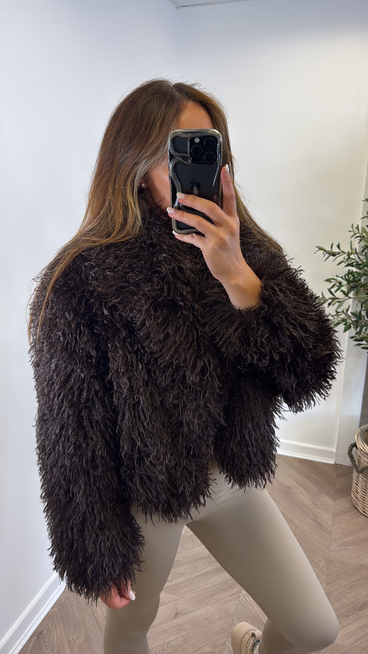 PHOEBE - veste en fourrure marron