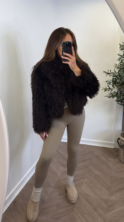 PHOEBE - veste en fourrure marron