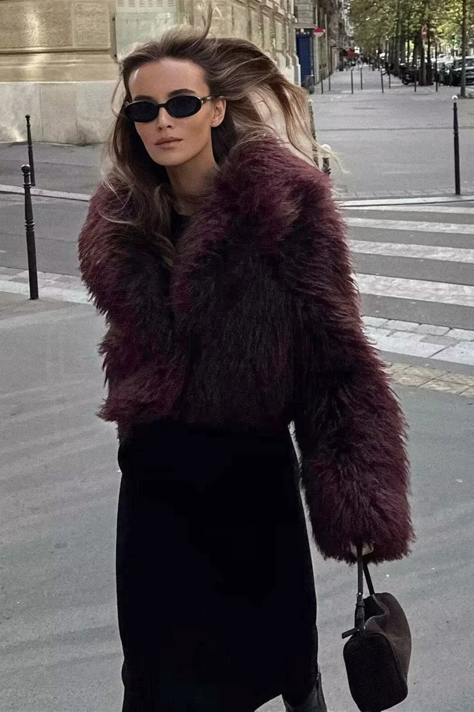 Noemi | Veste courte et moelleuse avec revers cranté