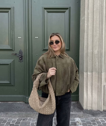 Kaori | Veste pilote en daim texturé