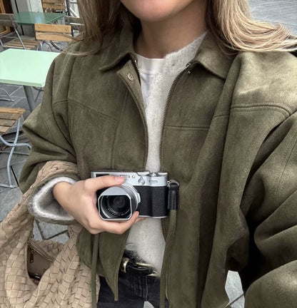 Kaori | Veste pilote en daim texturé