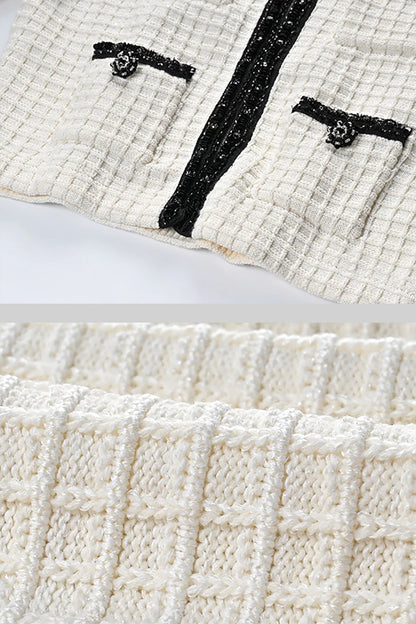 Maryne | Ensemble coordonné en tweed avec détails noirs