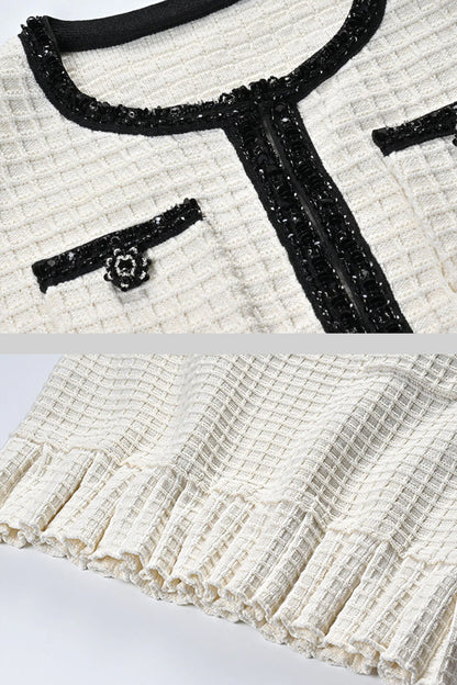 Maryne | Ensemble coordonné en tweed avec détails noirs